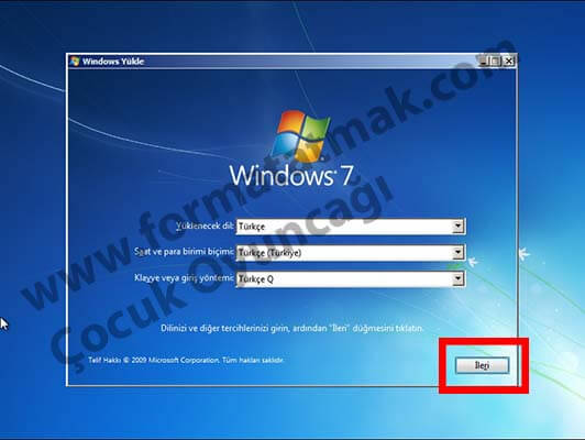 Windows 7 format atma
