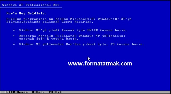 Windows XP Format Atma Resimli Anlatım