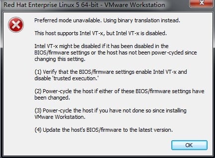 VMware Intel VT-x Disable Hatası