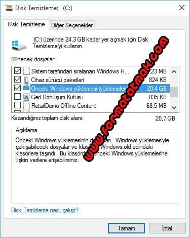 Windows 10 Windows.old Klasörünü Silme
